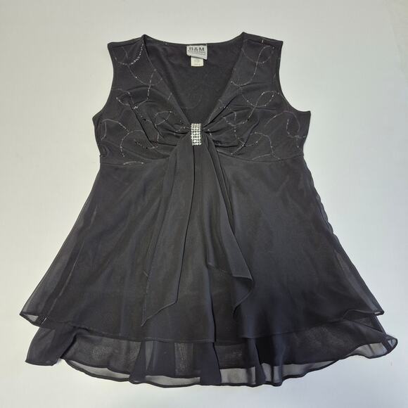 R&M Richards Womens Sleeveless Black Rhinestone Evening Dressy Party Top Size 8 - Picture 8 of 12